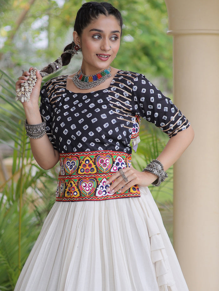 Wonderful Black Gota Laced Cotton Navratri Special Lehenga Choli