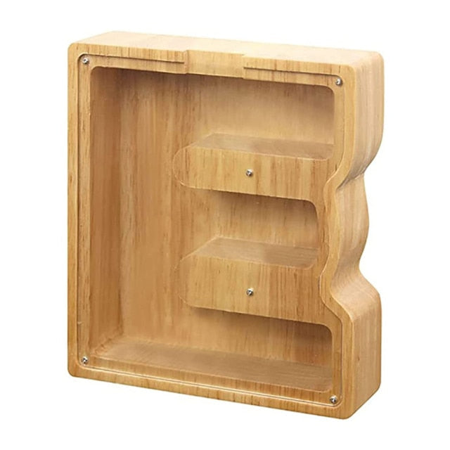 Wooden Letter Personalised Piggy Banks (A-Z) - With Decorative Letters