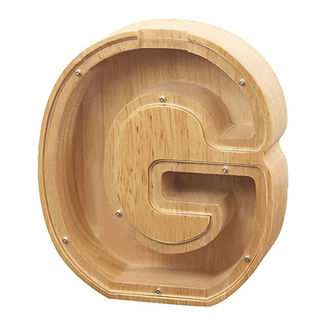 Wooden Letter Personalised Piggy Banks (A-Z) - With Decorative Letters