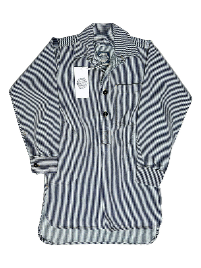 Yarmouth Oilskins Pullover Smock Shirt In Stripe Navy White
