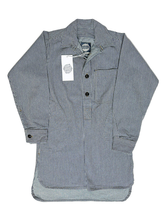 Yarmouth Oilskins Pullover Smock Shirt In Stripe Navy White