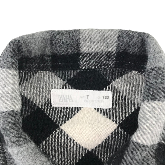 Zara 6-7 years black and white checked with front pockets shirt