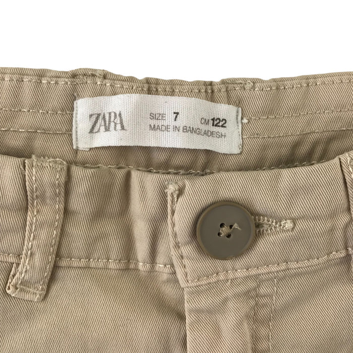Zara 7 years beige adjustable waist pockets belt loops shorts