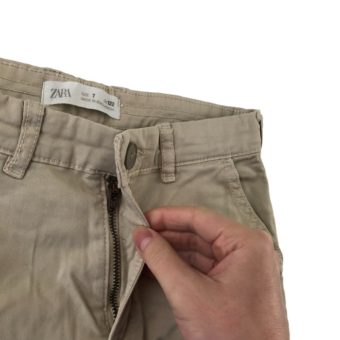 Zara 7 years beige adjustable waist pockets belt loops shorts