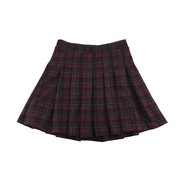 Zara 8-9 year burgundy checked pleated skirt
