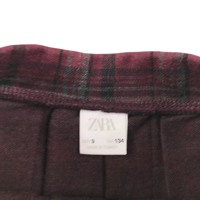 Zara 8-9 year burgundy checked pleated skirt