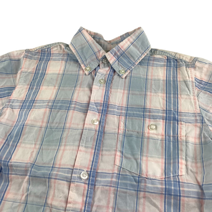 ZY 7-8 years white pink and blue checked cotton shirt